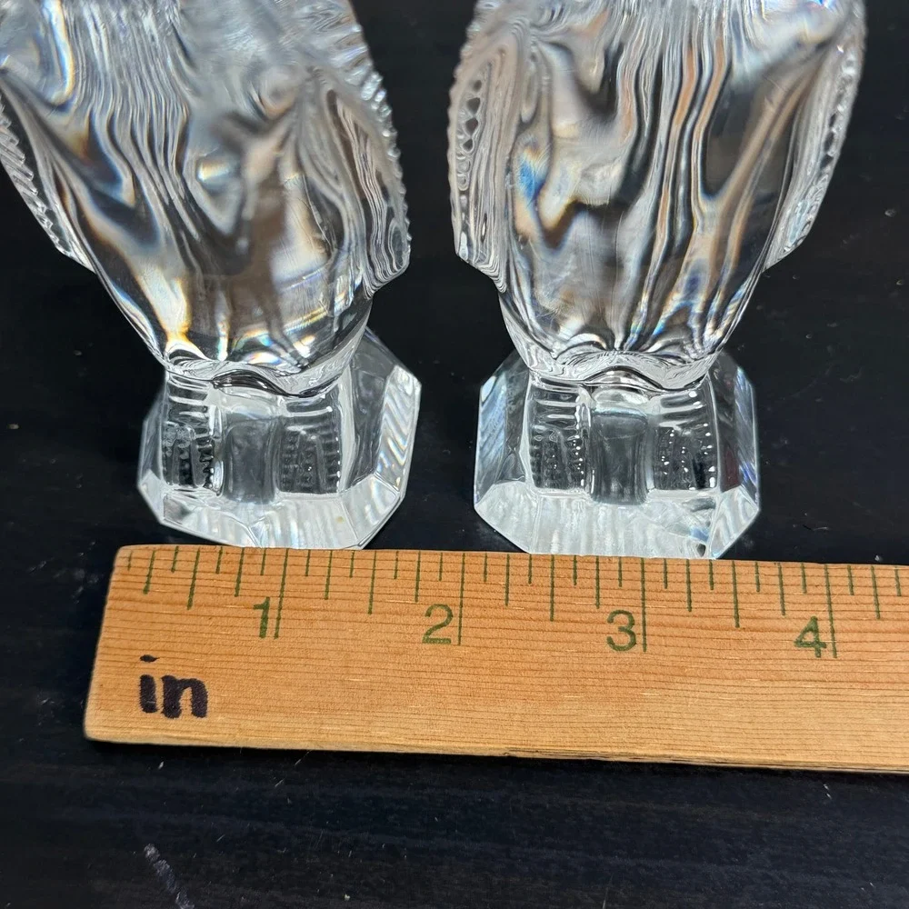 Waterford Crystal Penguin Figurines Pair Etched Lead Glass Bird Statues 4.5